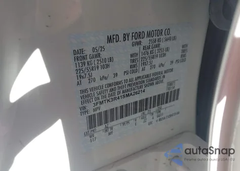 2025 Ford Mustang Mach-E Premium from USA, damaged, VIN 3FMTK3R41SMA26214